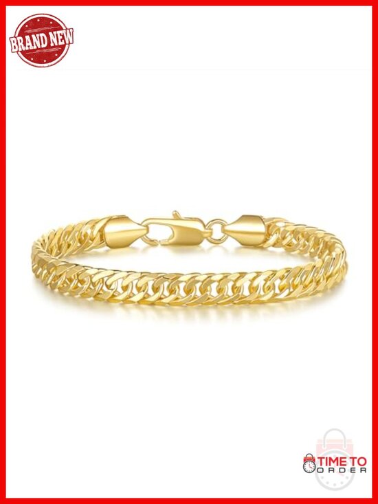 Jewelry - 14K Gold Plated Cuban Link Bracelet Lobster Clasp for Men Women